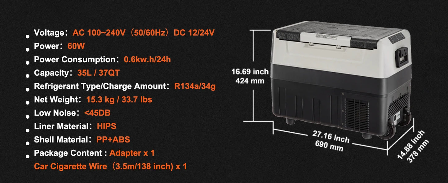 Mobile car refrigerator with wheels—compact, powerful, and easy to carry