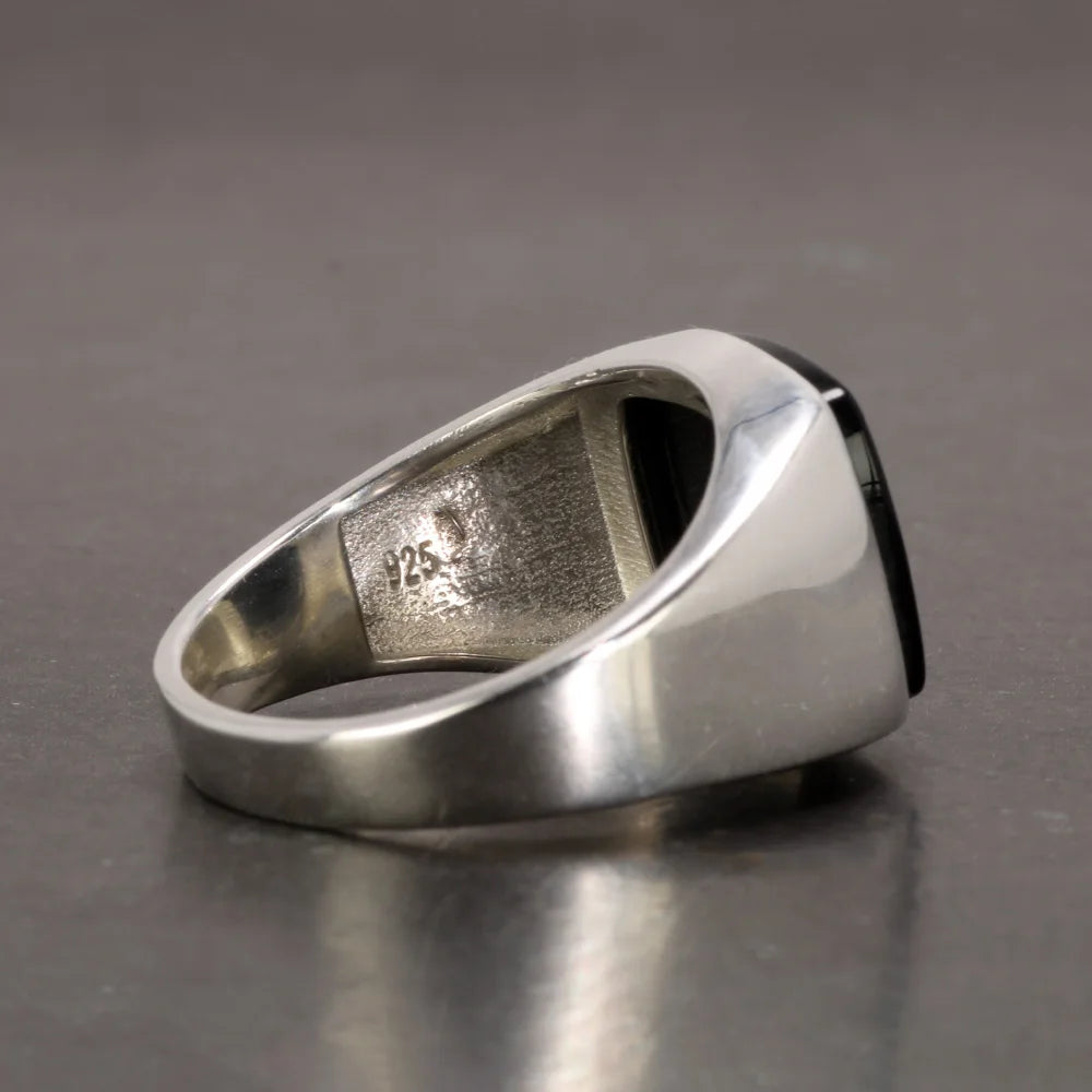 925 sterling silver men’s ring with premium natural stone