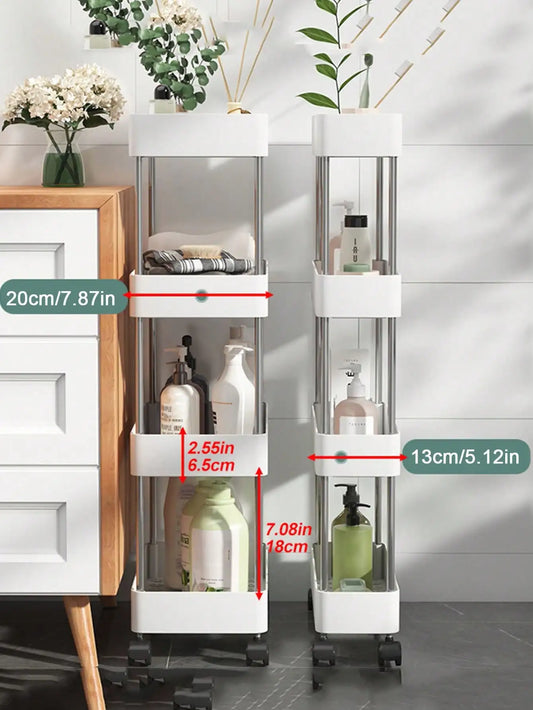 Movable slim storage rack for versatile home organization