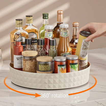 360° rotating spice rack tray for easy cabinet organization; non-slip design