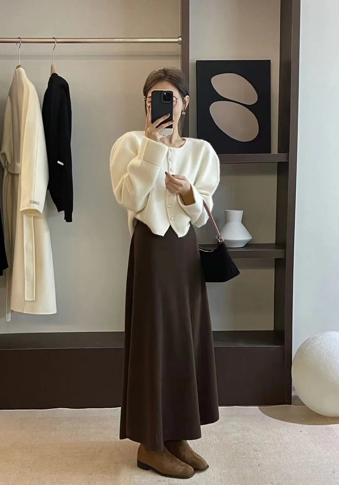 Women’s Korean-style pure wool swing skirt