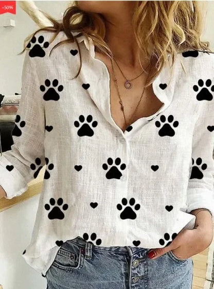 Women’s vintage cotton linen long-sleeve blouse