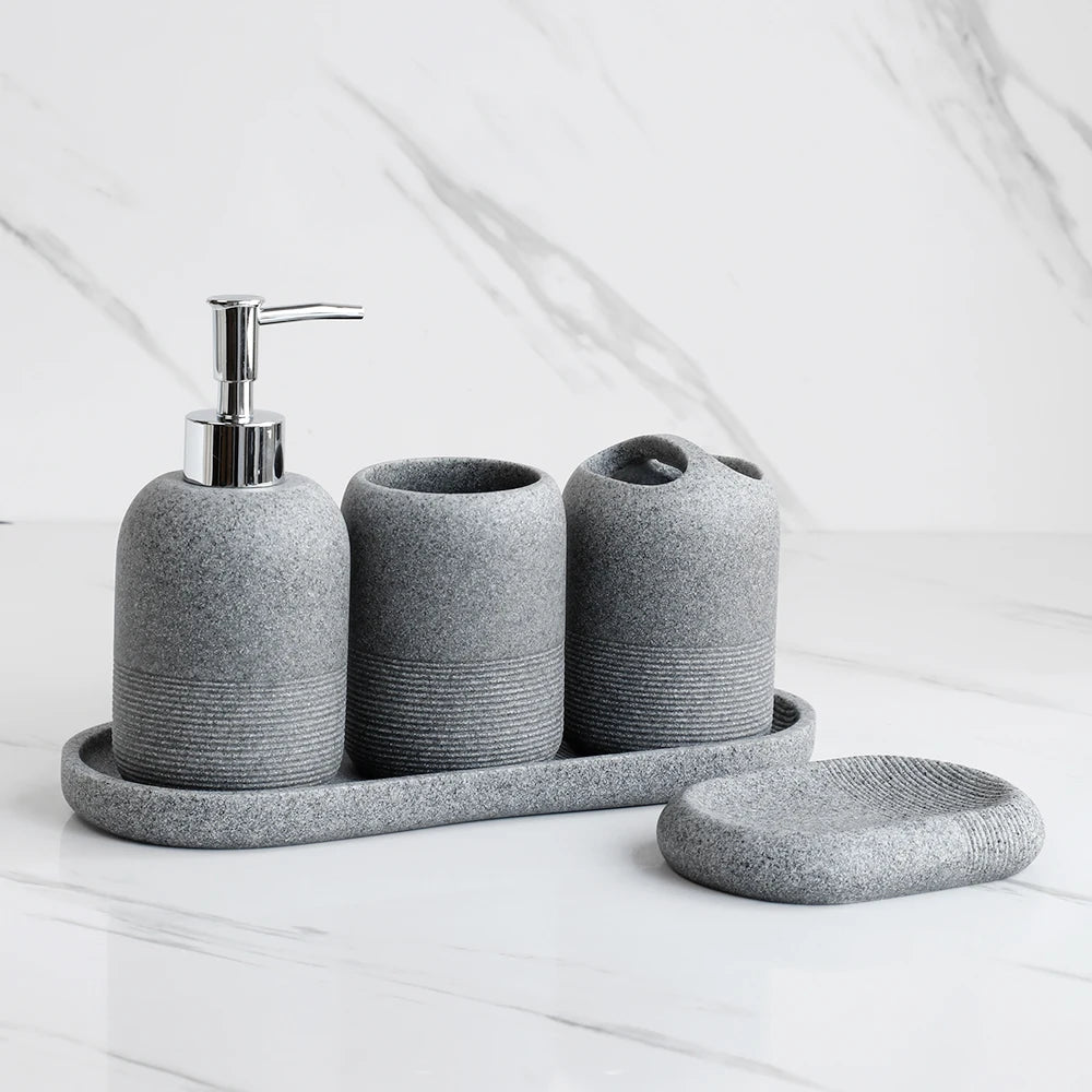 Functional 5-piece set for modern bathroom organization