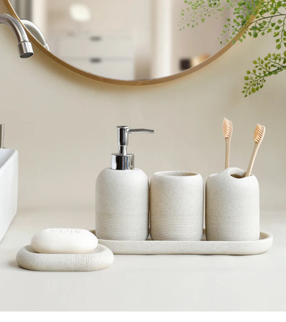 Functional 5-piece set for modern bathroom organization