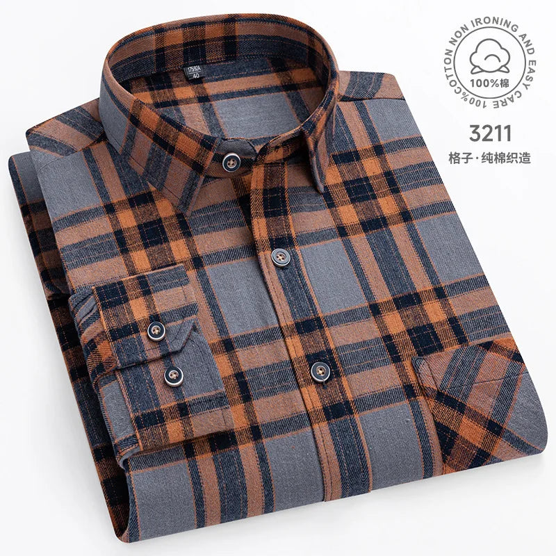 Ultra-soft 100% cotton flannel shirt, up to 11XL, cozy and stylish
