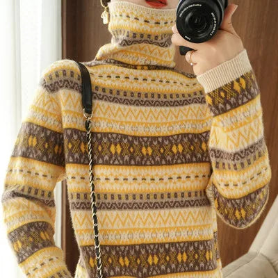 Women’s 100% wool cashmere high-neck sweater