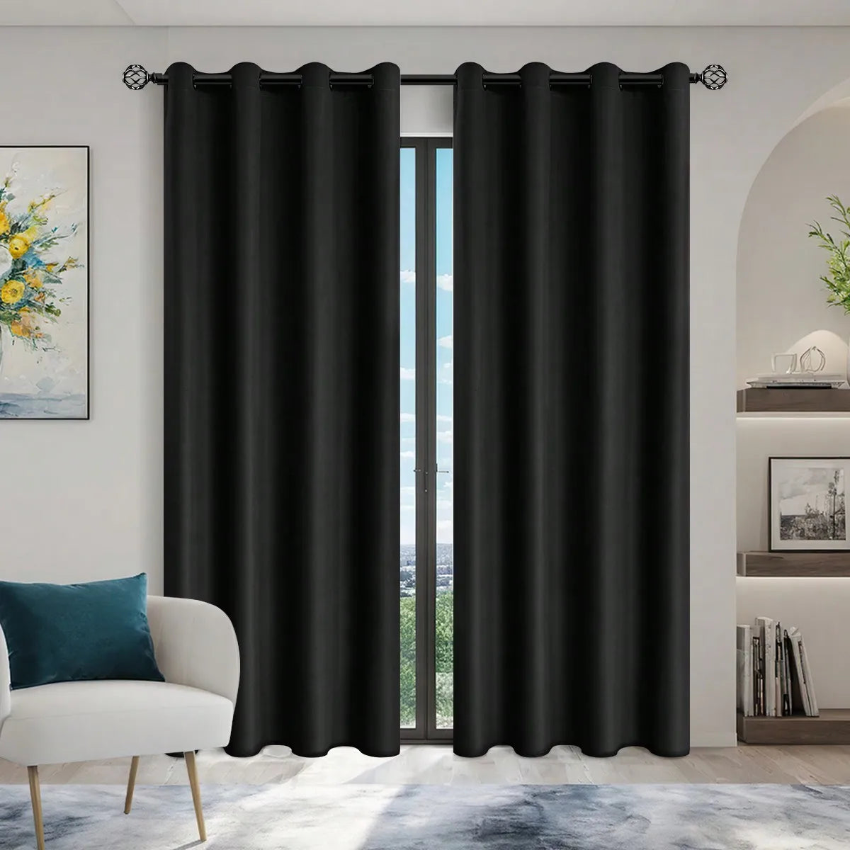 Privacy Drapes for Bedroom, Living Room,100% Blackout Curtains with Grommets.