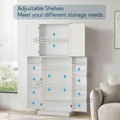 High kitchen cabinet with enclosed shelving for tidy pantry space