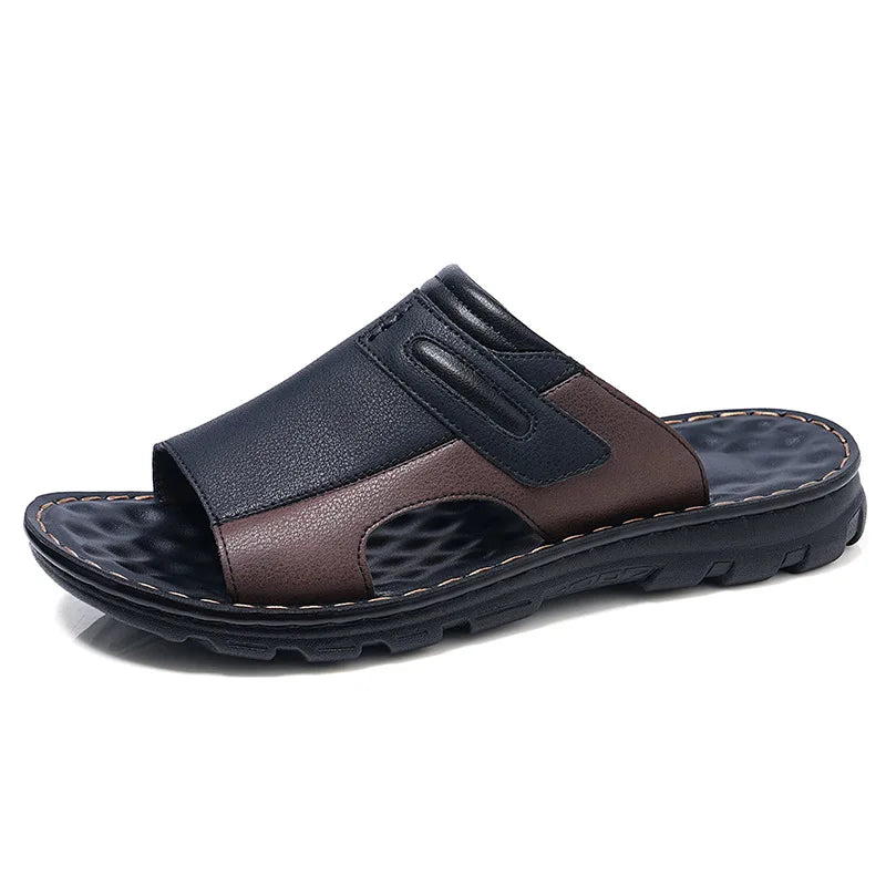 Lightweight comfortable leather outdoor slippers