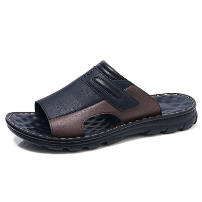 Lightweight comfortable leather outdoor slippers