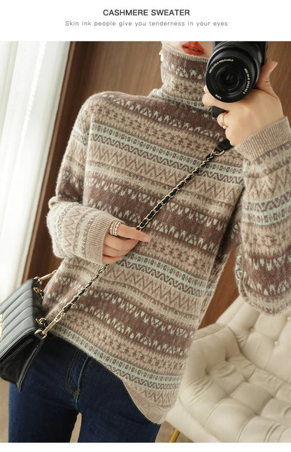 Women’s 100% wool cashmere high-neck sweater