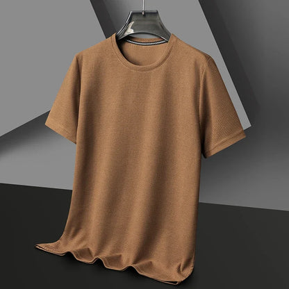 Men’s summer waffle round-neck T-shirt