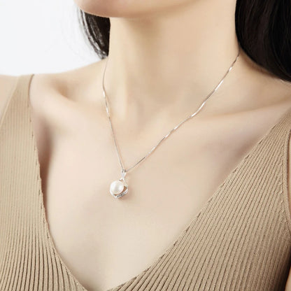 Elegant Pearl Necklace-925 Sterling Silver, Natural Freshwater
