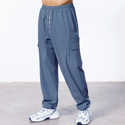 Trendy loose-fit drop-crotch casual trousers