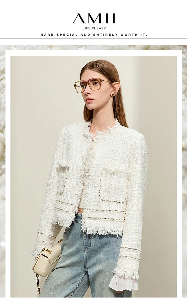 Women’s AMII minimalism chambray tweed short jacket