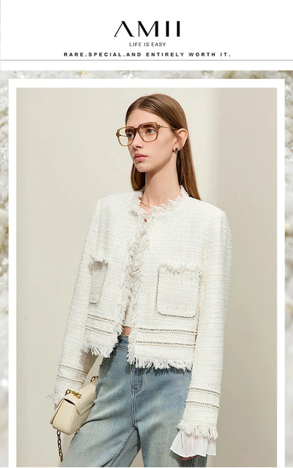 Women’s AMII minimalism chambray tweed short jacket