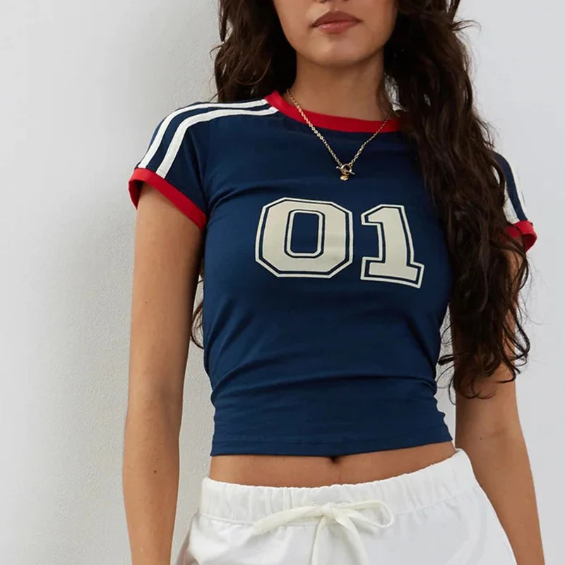Fashionable retro Brazil print streetwear crop top