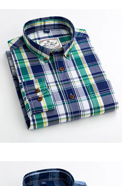 Premium cotton plaid shirt for men—clean, trendy, and comfortable