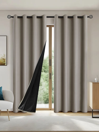 Privacy Drapes for Bedroom, Living Room,100% Blackout Curtains with Grommets.