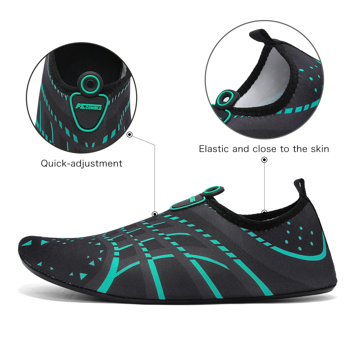 Slip-on aqua socks for swimming and beach sports