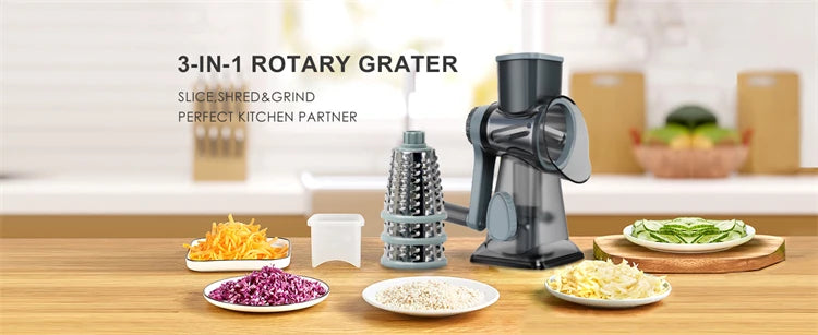 Multi-purpose cheese and vegetable grater for quick kitchen prep