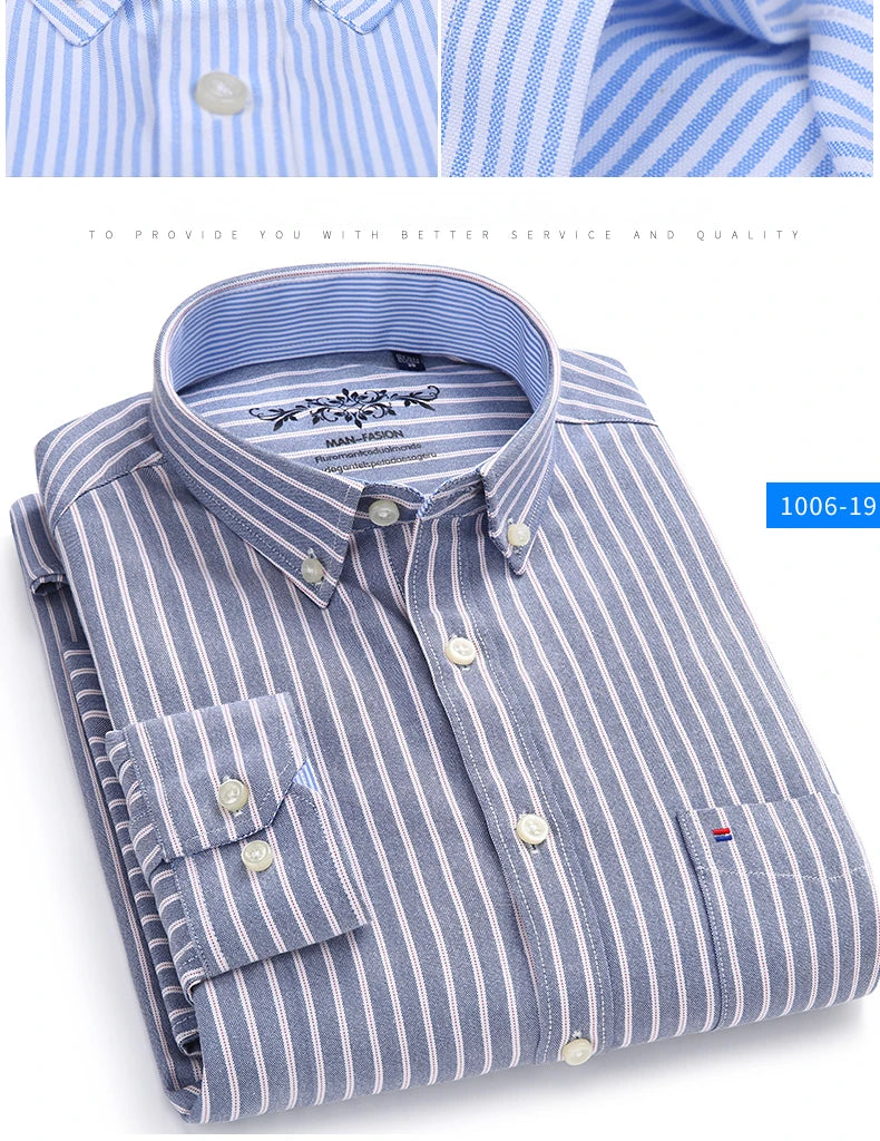 Men’s 100% cotton plaid shirt, stylish slim design for office or casual