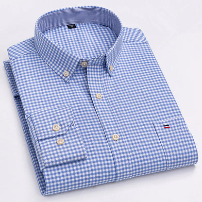 Smart casual cotton shirt with long sleeves, perfect for office or daily wear