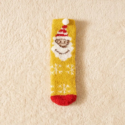 Cute Santa & Elk Socks – Thick Cozy Floor & Sleep Socks