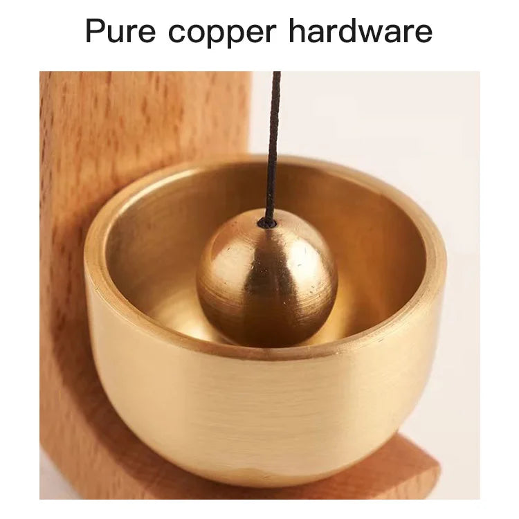 Magnetic wood wind-bell with copper chime