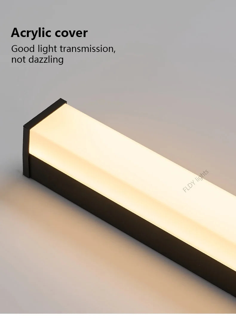 Weatherproof modern LED wall sconce for outdoor spaces, IP65, long-strip style