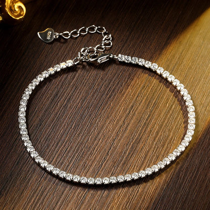 Fine Moissanite Tennis Bracelet – 18K White Gold Plated, Delicate Gift