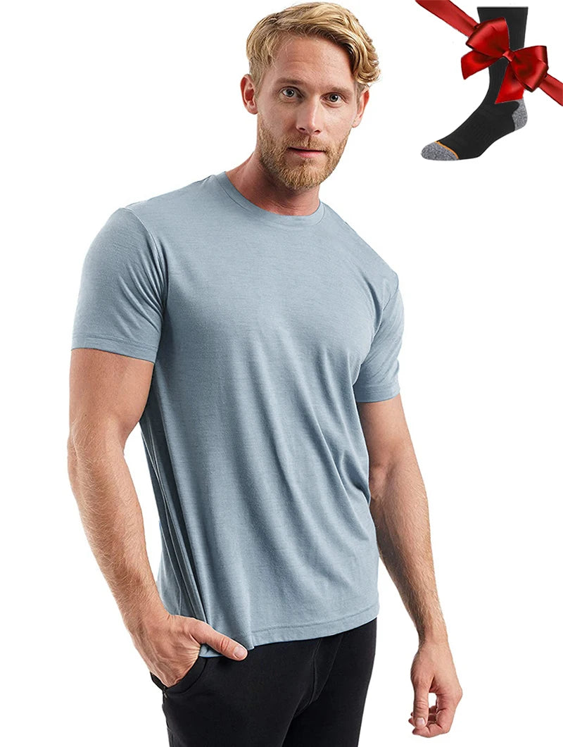 Men’s 100% superfine merino wool base-layer T-shirt