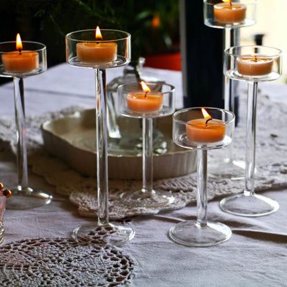 Elegant crystal candle set for table centerpieces and dinner settings.