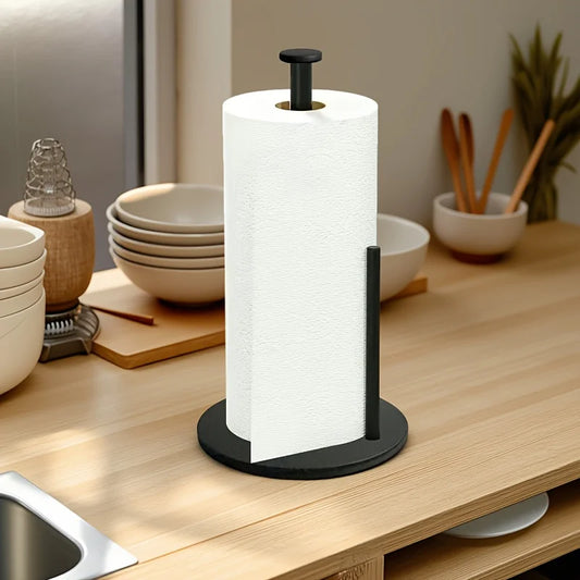 Countertop paper towel holder, sleek stainless finish