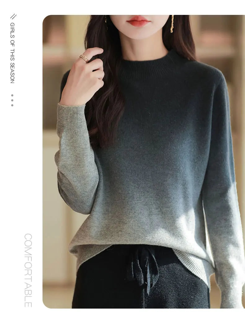 Women’s thick fine wool gradient sweater
