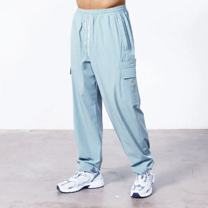 Trendy loose-fit drop-crotch casual trousers