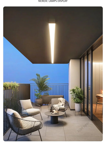 Weatherproof modern LED wall sconce for outdoor spaces, IP65, long-strip style
