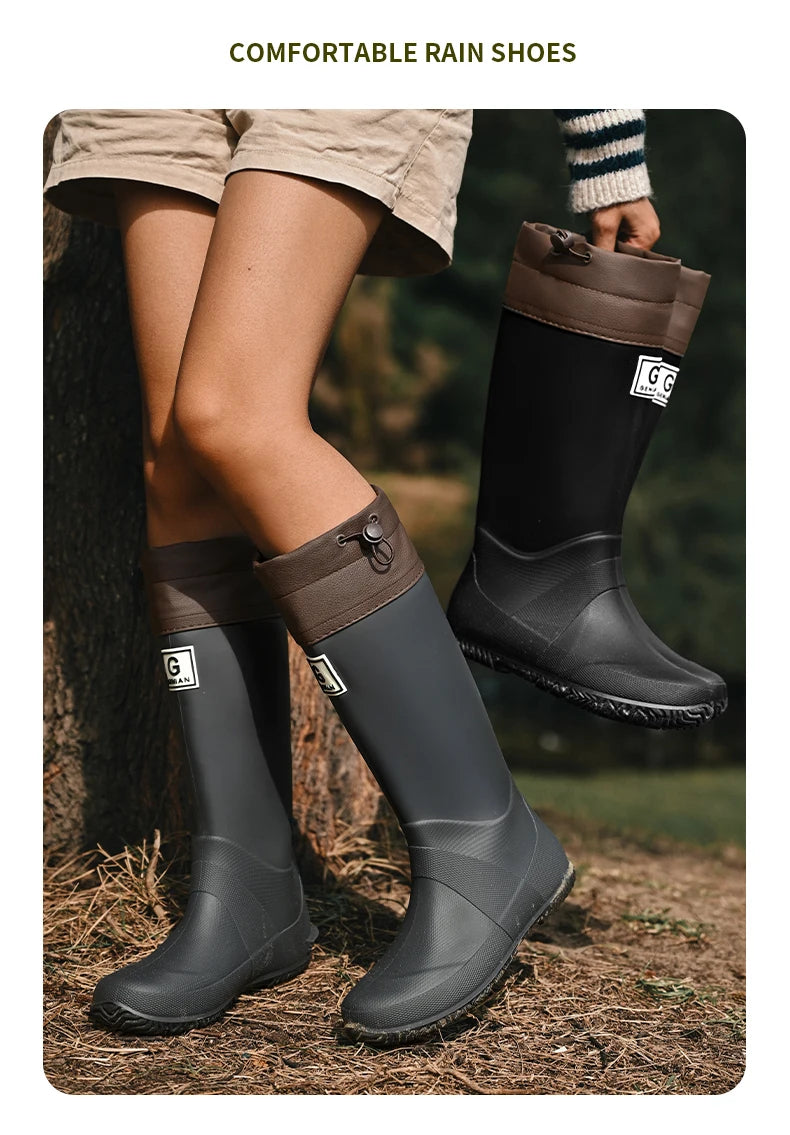 Non-slip fleece-lined rain boots for men & women