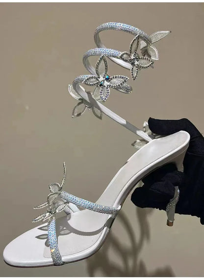 Crystal Butterfly Sandals – Sexy High Heel Gladiator Style