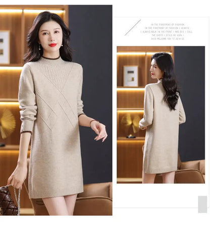 Women’s long-sleeve turtleneck knit sweater