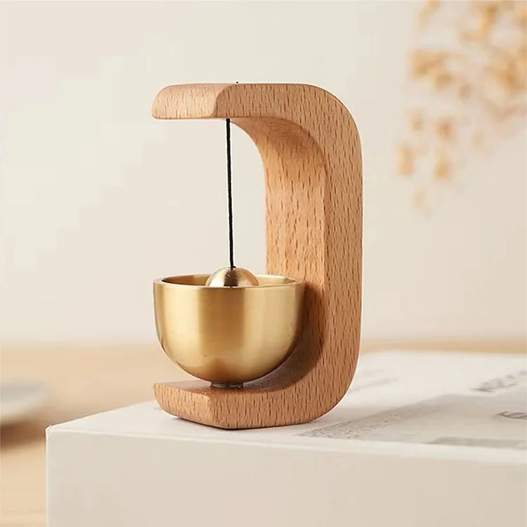 Magnetic wood wind-bell with copper chime
