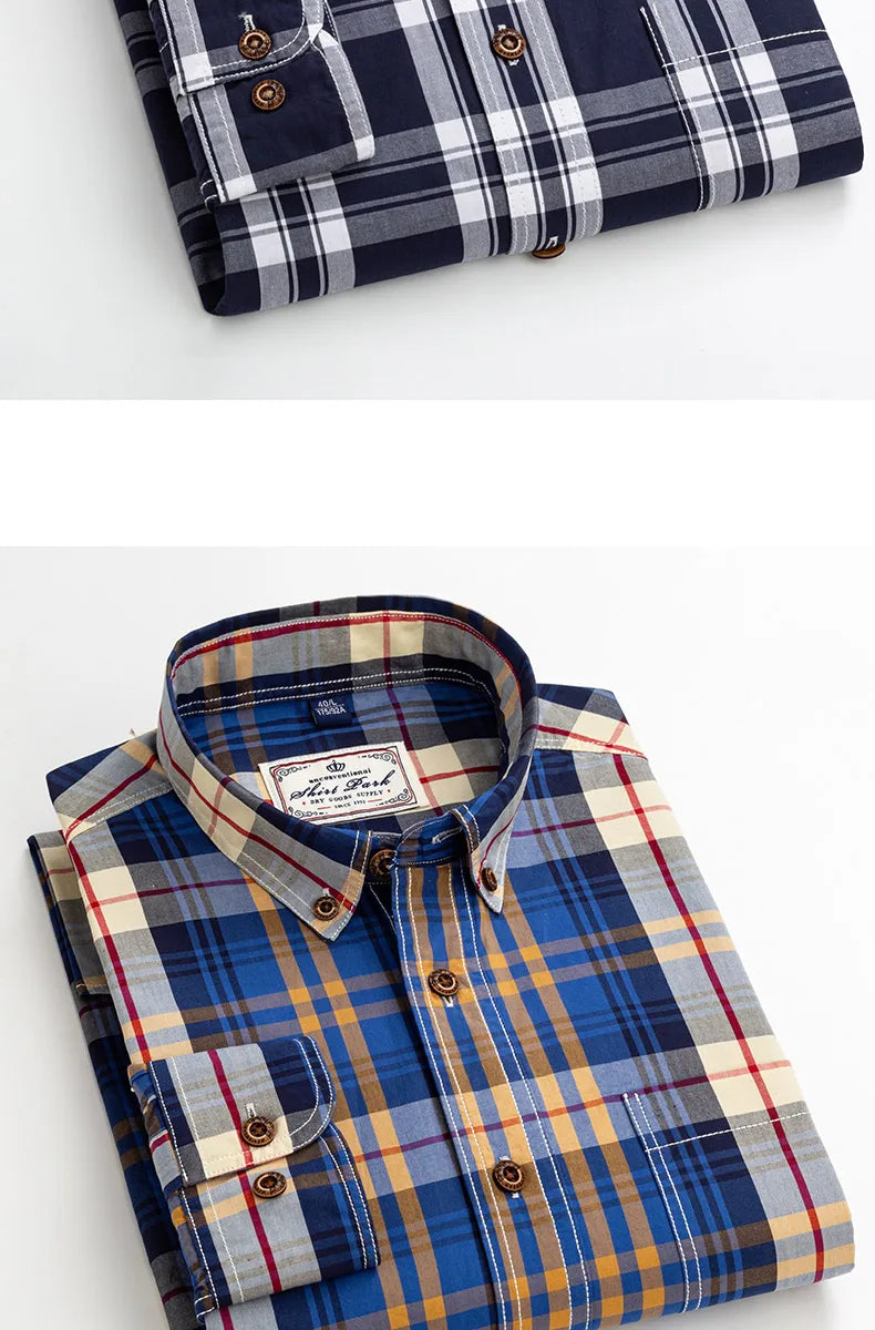 Premium cotton plaid shirt for men—clean, trendy, and comfortable
