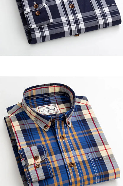 Premium cotton plaid shirt for men—clean, trendy, and comfortable