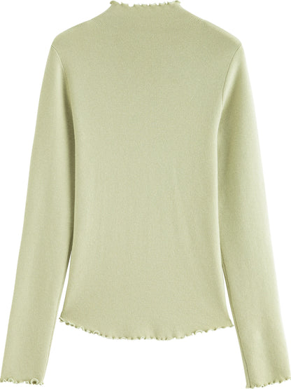 Women’s petite half-high collar embroidered knit sweater