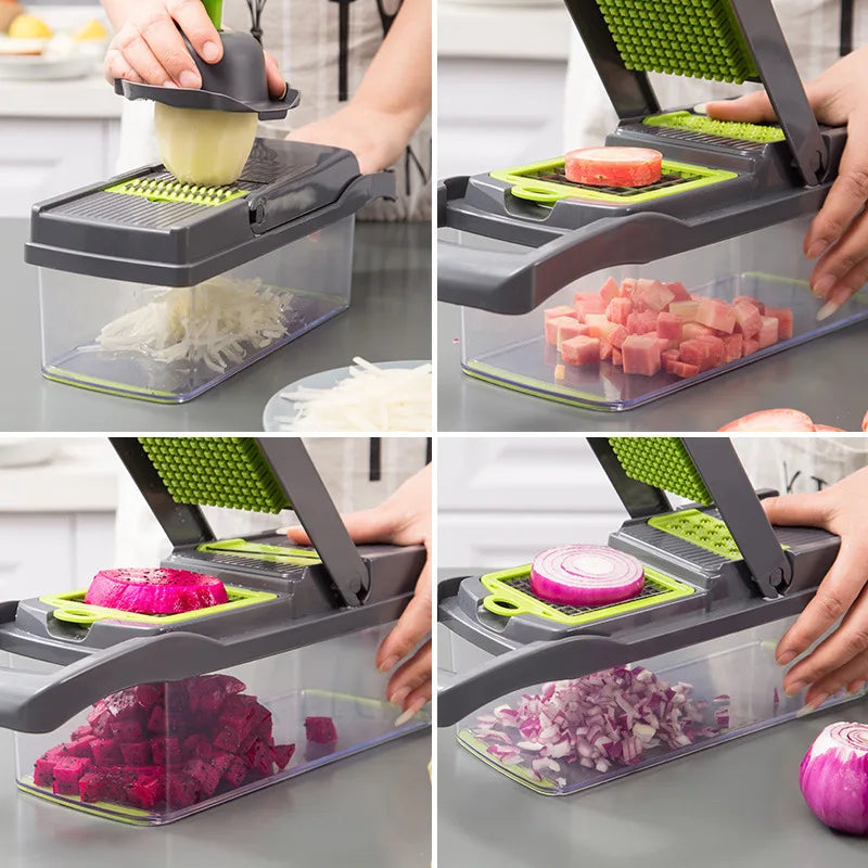14/16-in-1 multifunctional veggie chopper and slicer