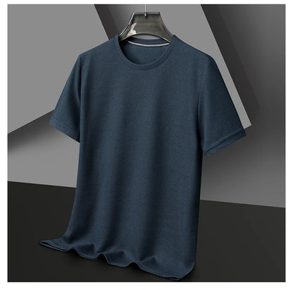 Men’s summer waffle round-neck T-shirt