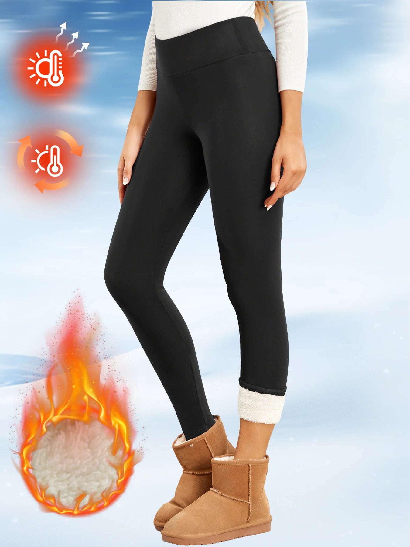 Women’s high-waist fleece leggings, winter warm