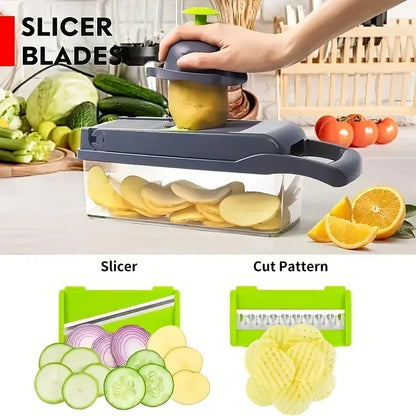 14/16-in-1 multifunctional veggie chopper and slicer