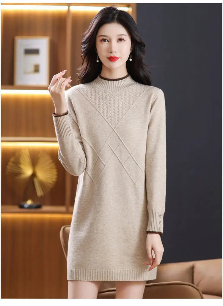 Women’s long-sleeve turtleneck knit sweater