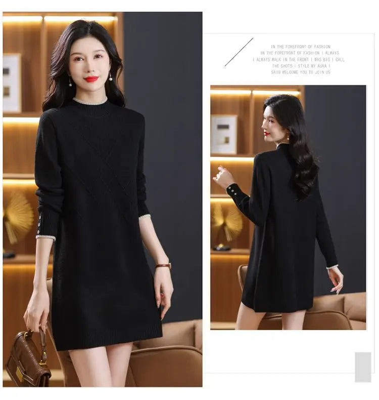 Women’s long-sleeve turtleneck knit sweater